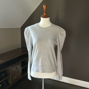 Brooks Brothers puff sleeve sweatshirt blouse M light gray
